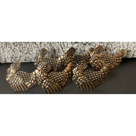 Pier 1 Thanksgiving Turkey Copper Color Metal Napkin Rings Set Of‎ 6 Holiday - Picture 1 of 5